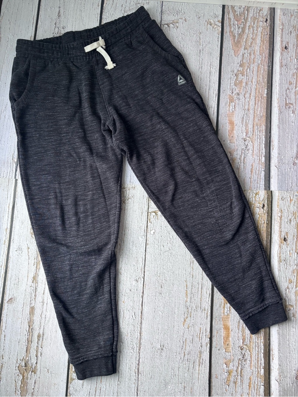 Reebok Dark Charcoal Drawstring Joggers with Pockets Relaxed Fit